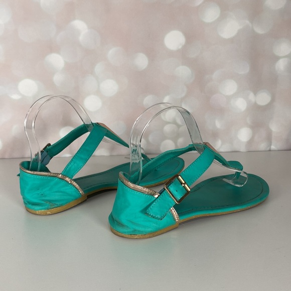 ⭐️3 FOR $25⭐️DI IANA Teal & Gold T Strap Sandal Size 7.5 - Picture 5 of 11